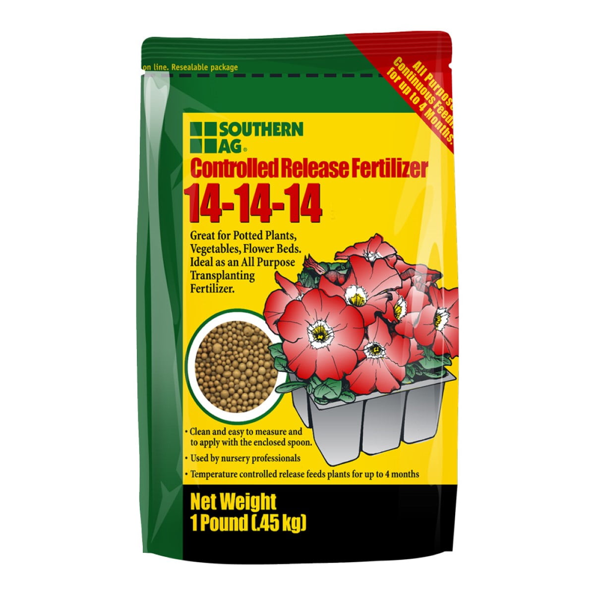 Southern Ag 141414 Controlled Release Fertilizer Feeds 3 Months 1lb Bag