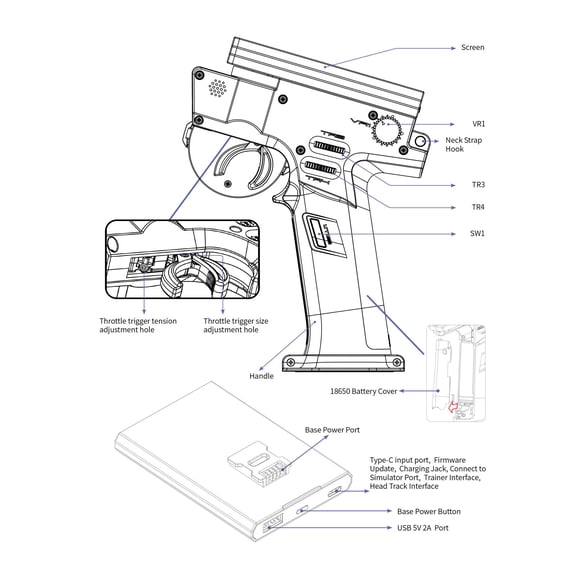 Controller 2.4G 8CH Radio Transmitter Remote Controller With FGR4S Receiver AFHDS 3 Protocol For Remote Control Car Boat Model