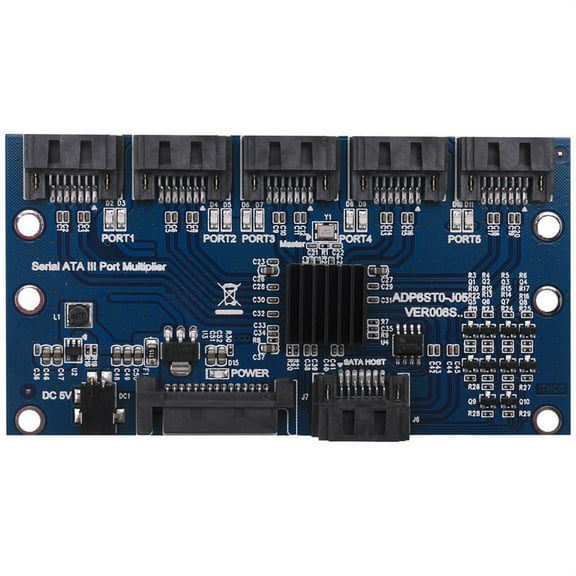 Controller Card Motherboard Sata Expansion Card 1 To 5 Port Sata3.0 6Gbps Multiplier Sata Port Riser Card Adapter For Computer