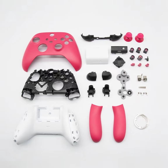 Replacement Shell Kit for Xbox Series X & S Controller, Full Shell Cover, Panel, Mid Frame, Side Rails, Buttons (ABXY, LT RT, LB RB) DIY Shell and Thumbsticks-Rose Red