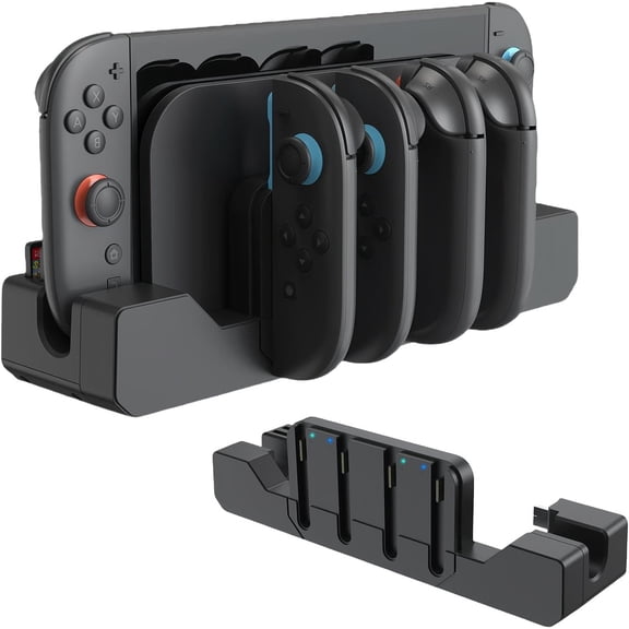 Controller Charger Dock, Controller Charging Dock Station for Switch 2, Ergonomic Magnetic Fast Charger for Joy-Con 2, Portable USB Battery Charging Station, Compact Design Compatible