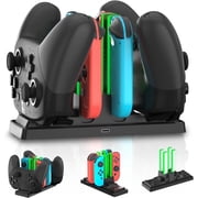 QXWPBV Charging Dock for Nintendo Switch Joy-Con and Pro Controllers, 6-in-1 Controller Charger with LED Indicator, Black