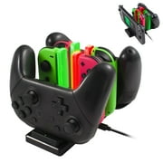 Controller Charger Dock for Nintendo Switch & OLED Model Joy Con and Pro Controller, 6-in-1 Charging Station LED Dock Accessories