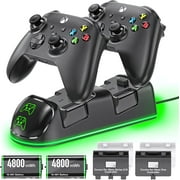 Controller Charger Station for Xbox Series/One-X/S/Elite with 2 x 4800 mWh Rechargeable Battery Packs, Charging Station Dock Stand for Xbox Controller Battery with 4 Battery Covers for Xbox Series/One
