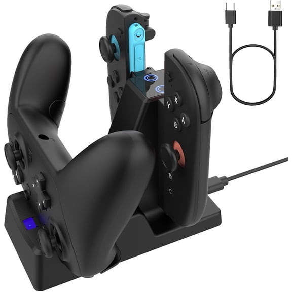 Controller Charger for Switch 2 Pro/Joycon, For Switch 2 Pro Charging Dock for Joy-Cons, 3 in 1 Charger for Joy-con 2 with LED Indicator and Charger Cable