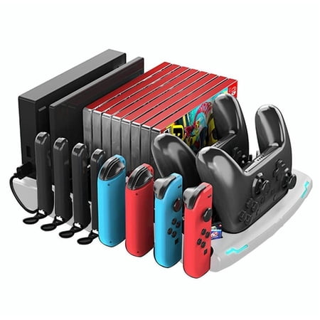 Controller Charger for Switch, Charging Dock for Switch 4 Joy-Cons, 4 Pro Controllers Storage Rack for Switch, Holder for 8 Switch Games