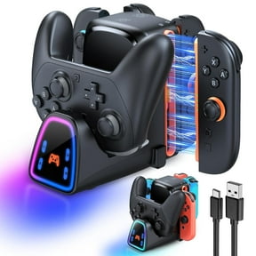 Controller Charging Dock for Nintendo Switch 2/Switch 1/OLED Controller, Fast Charger Station for Joy Con 2&1 and Pro Controller 2&1, Charger Accessories with RGB Light,Black