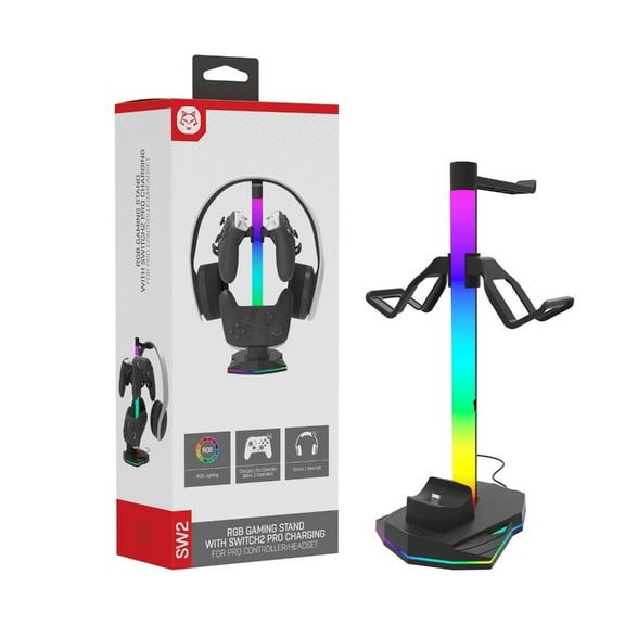 Charging Dock Station with Gamepad Headphone Holder for Game Controller Charging Stand Base Built In Light