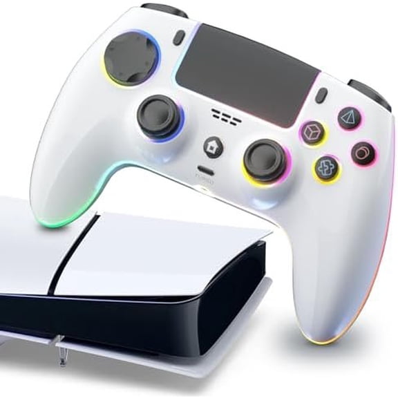 Controller Compatible for PS-5/Pro/Slim/PC, Hall Effect Sticks & 7 RGB LED Mode & haptic Feedback & 1500 mAH  & Motion Sensing, 3.5mm Audio Jack
