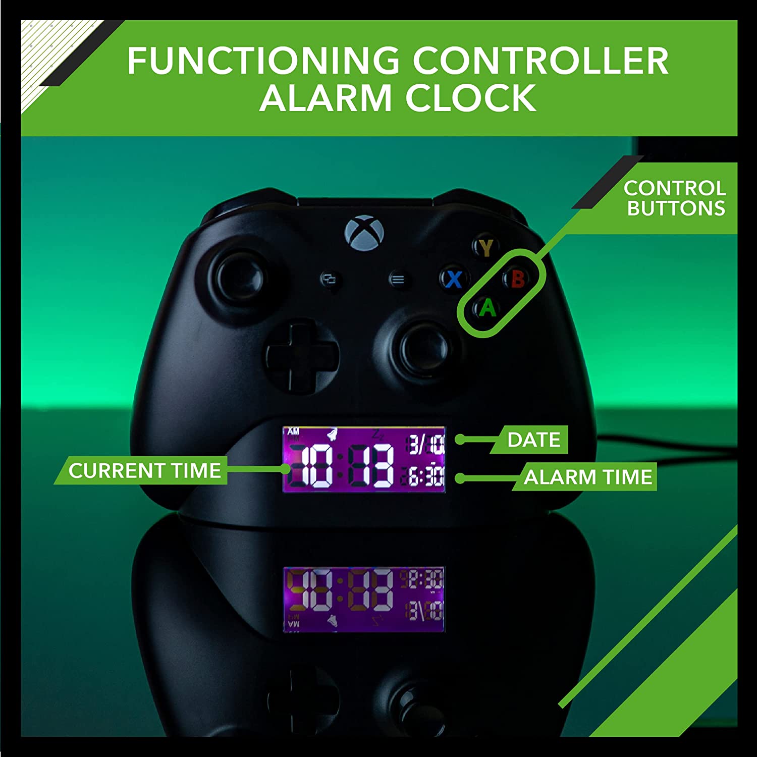 Controller Digital Alarm Clock, Officially Licensed Xbox Merchandise