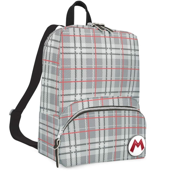 Controller Gear Mario Bros - Small Backpack Mini Bookbag Travel Bag for Nintendo Switch Console & Accessories - Mario Plaid