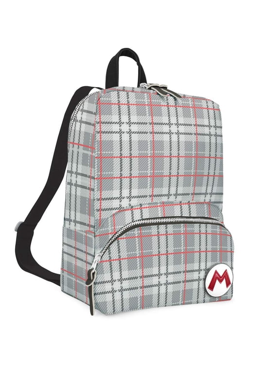 Controller Gear Mario Bros - Small Backpack Mini Bookbag Travel Bag for Nintendo Switch Console & Accessories - Mario Plaid