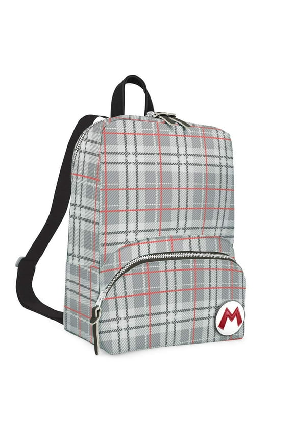 Mario Bros - Small Backpack Mini Bookbag Travel Bag for Nintendo Switch Console & Accessories - Mario Plaid