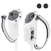 Controller Grips Cover for Meta Quest 3S/Quest 3, Silicone Controller Grips Cover with Battery Opening & Adjustable Knuckle Hand Strap, VR Handle Protector Accessories - White