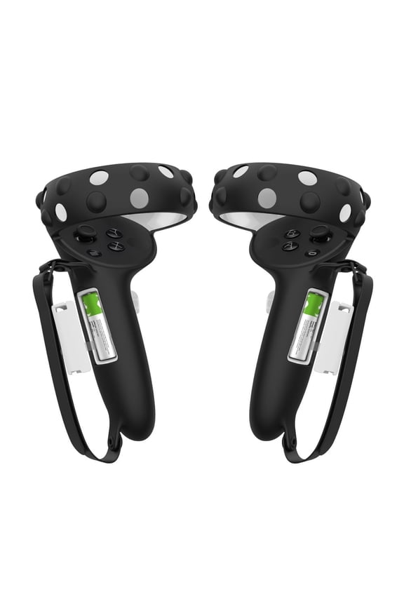 Controller Grips Cover for Oculus Quest 2 / Meta Quest 2, Anti-Throw Strap with Battery Opening, Extended Grips for Large Hands (Black)
