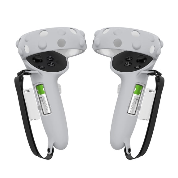 Controller Grips Cover for Oculus Quest 2 / Meta Quest 2, Anti-Throw Strap with Battery Opening, Extended Grips for Large Hands (Gray)