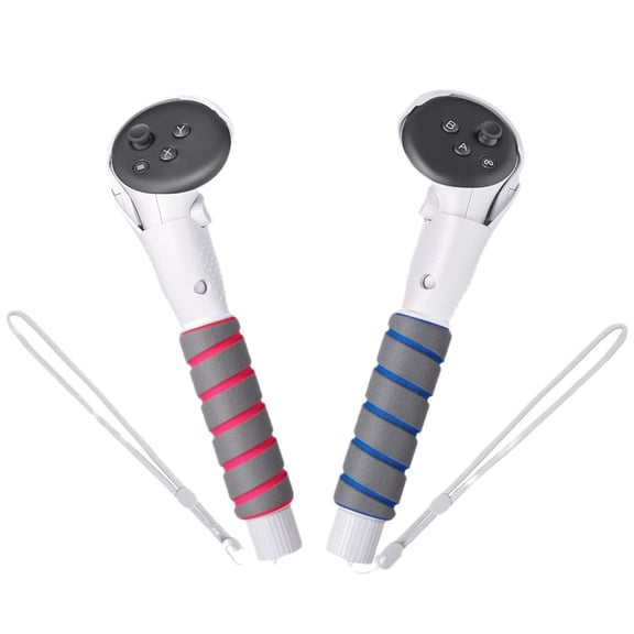 Controller Grips Extension for Meta Quest 2/3/3S Accessories - Dual Handle Attachment, Golf Club, Anti Sweat Sponge Grip Cover-White