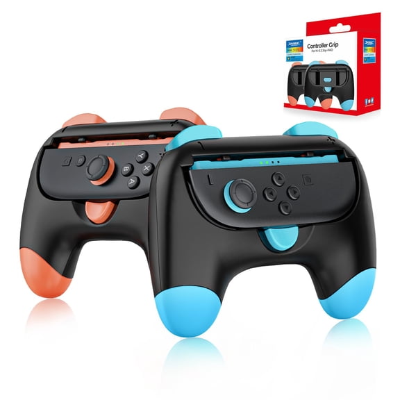Controller Grips for Joy-Con Compatible with Switch 2, 2 Pack Cute Comfort Wear-resistant Handle Kit Accessories, Holder for 2025 Switch 2 Joy-Cons (Black, Orange and Blue)
