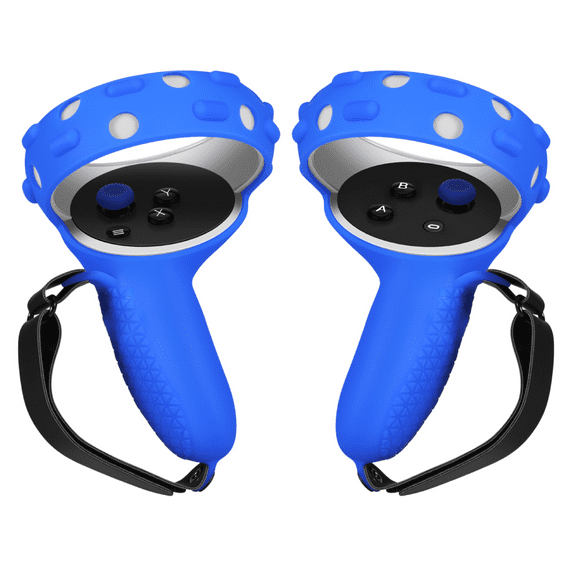 Controller Grips for Oculus Quest 2 / Meta Quest 2 Knuckle Strap Blue VR Touch Controller Hand Grip Cover Protector Sleeve With Anti-Throw Adjustable Straps