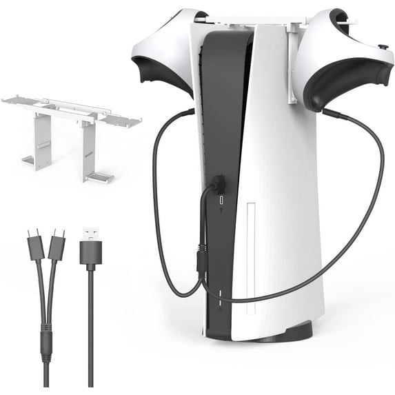 Controller Holder for PS VR2/ PS5, Controller Hanger Stand Organizer Holder Kit with Charging Cable Compatible with PS VR2 Controller/ PS5 Controller/Gaming Headset