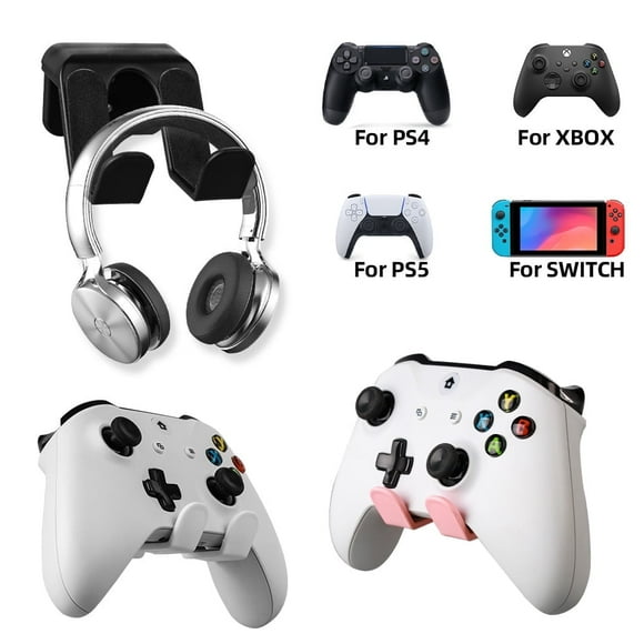 Controller Holder Wall Mount - Metal Gaming Controller Stand for Xbox Series X S, PS5 PS4 Switch Pro Nintendo and More Controllers, PC Gaming Stuff Accessories with Stable 3M Adhesive (Black)