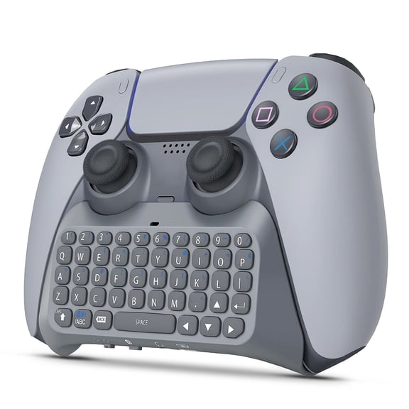 Controller Keyboard for PS5 Playstation 5 Dualsense Wireless Controller, Rechargeable Mini Chatpad with Bluetooth 3.0 Full Qwerty Built-in Speaker 3.5mm Jack for Messaging and Gaming Live Chat, Grey
