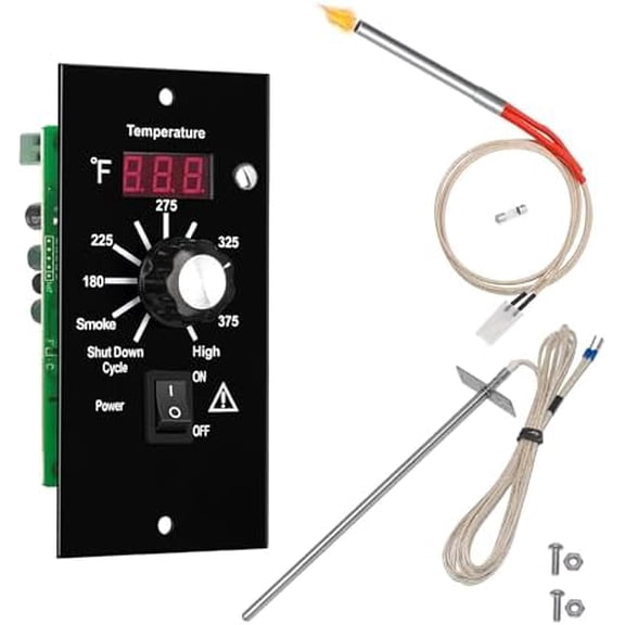 Controller Kit for Traeger BAC236, BAC365, BAC283, etc. (NO Temp Probe Ports) - Fits Bronson 20, Pro 22/34, Texas Elite 34, Lil Tex, Tailgater & More (Excl. PTG/Ranger/Scout) w/7" RTD Probe & Igniter
