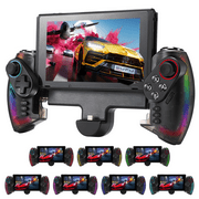 Controller for Nintendo Switch/OLED & PS Host Wireless Gamepad Case Grip Handheld Retractable Handle Replacement Pro Controller Mode 7 Color RGB Dazzling Light 6 Axis Vibration Turbo Wake Up