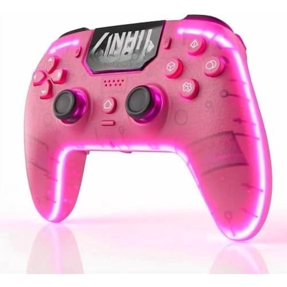 Controller for P5/Pro/Slim/PC, with Transparent Shell/RGB Tape Light/Hall Effect Joyticks and Trigger/Macro/Turbo/3.5mm Audio Jack/Speaker and Mic/1500 mAh Large Gamepad ()