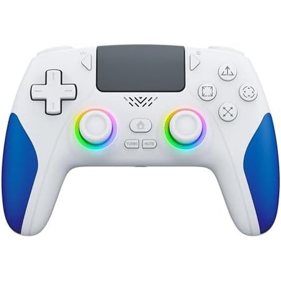 Controller for PS-5/PC, Hall Effect Joysticks & Triggers Gaming Controller with Programmable/Remap/Turbo/LED Light Functions, 3.5MM Headphone Jack, Dual Vibration,White
