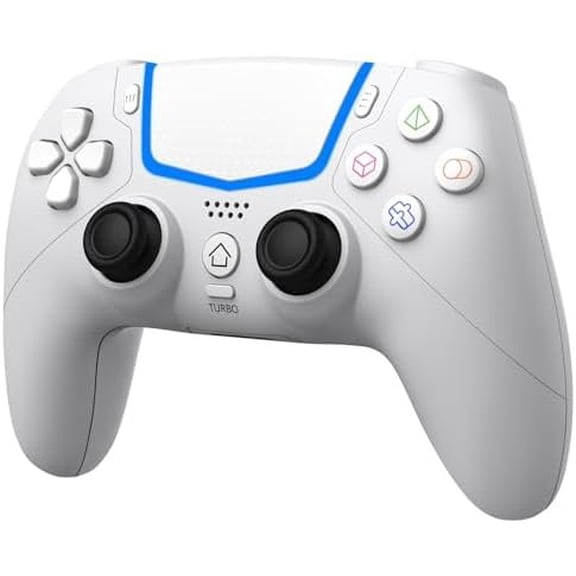 Controller for PS-5/Pro/Slim/PC, Gaming Controller with Hall Joysticks/LED Light/Turbo/6-Axis Gyro/ Vibration/Touchpad/3.5mm TRRS Audio Jack/Speaker Function(White)
