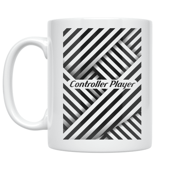 Controller Player Striped Design - Gamer Enthusiast - 11 oz Ceramic Coffee Mug
