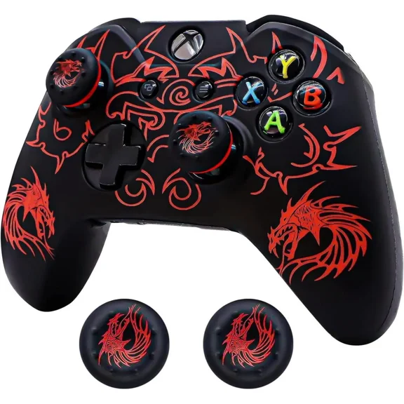 Controller Skin for Xbox One, BRHE Anti-Slip Silicone Cover Protector Case Accessories Set for Microsoft Xbox 1 Wireless/Wired Gamepad Joystick with 2 Thumb Grips Caps