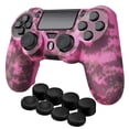 thumbnail image 1 of Controller Skins for PS4 - Silicone Protector Case Skin for Playstation 4 Controller Compatible with PS4 Slim / PS4 Pro Controller, Camo Mosaic Pink Cover for PS4 Controller with Thumb Grip Caps, 1 of 7