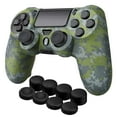 thumbnail image 1 of Controller Skins for PS4 - Silicone Protector Case Skin for Playstation 4 Controller Compatible with PS4 Slim / PS4 Pro Controller, Camo Mosaic Green Cover for PS4 Controller with Thumb Grip Caps, 1 of 7