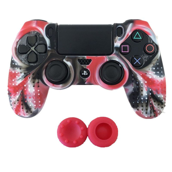 Controller Skins for PS4, Silicone Controller Cover Skin Protector Compatible /PS4 Slim/PS4 Pro Controller with 2 Cute Thumb Grips Caps