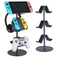 thumbnail image 1 of Game Controller Stand 3 Tier, Headphone Holder, Adjustable Gamepad Headset Hanger for All Universal Gaming PC Accessories, for Xbox/PS4/PS5/Switch-Black, 1 of 6