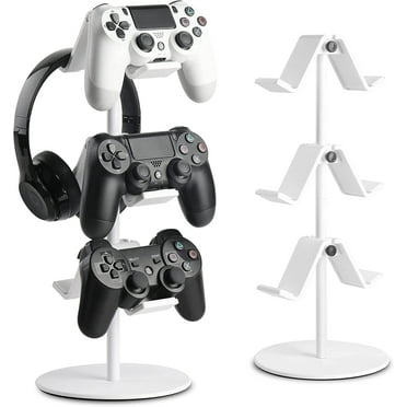 Controller Stand 3 Tier,Headphone Holder, Adjustable Game Controller Headset Hanger for All Universal Gaming PC Accessories, for Xbox PS4 PS5 Nintendo Switch-White