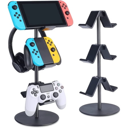 Controller Stand for PS5 Xbox Nintendo Switch 3-Tier Headsets Holder Multi Adjustable Game Controller Headset Hanger for All Universal Gaming Platform