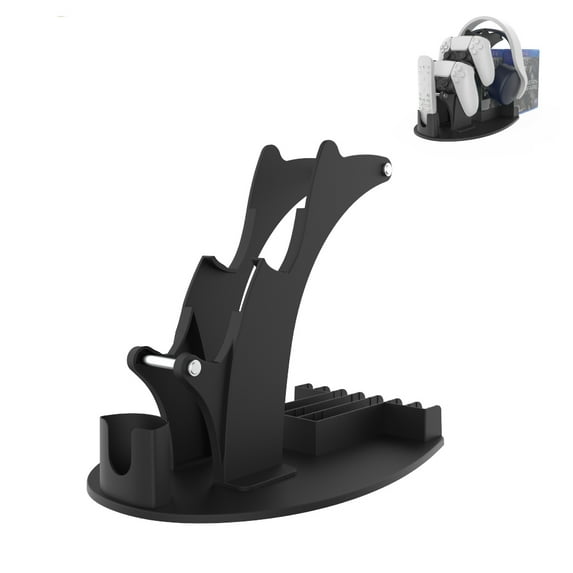Controller Stand with Headphone Hanger Remote Control Game Discs Storage Rack Mount Holder for PS5/PS4/XBOX/Switch-Black