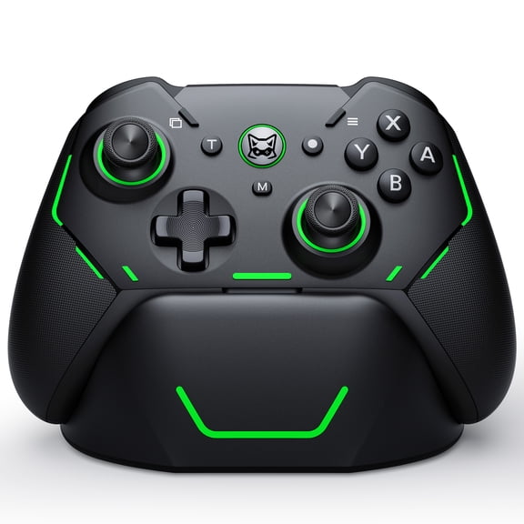 Switch 2 Controller,QQV All-in-one Switch Pro Controller with Charging Dock & Hall Effect Trigger and RGB, Macro Back Buttons, Turbo Adjustable Vibration for Switch 2/Switch OLED/Switch Lite