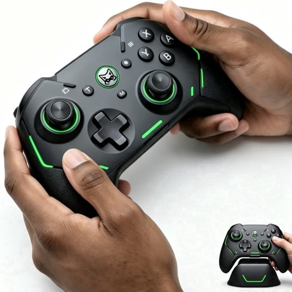 QQV Wireless Pro Controller for Switch 2, Switch OLED/Switch Lite, with Charging Dock, Hall Effect Trigger, RGB, Turbo & Back Buttons