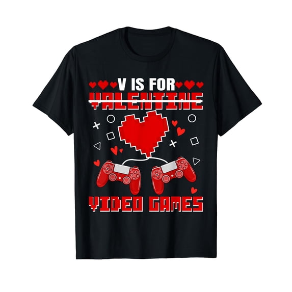 Controller V Is For Valentine Video Games Valentines Day Men T-Shirt