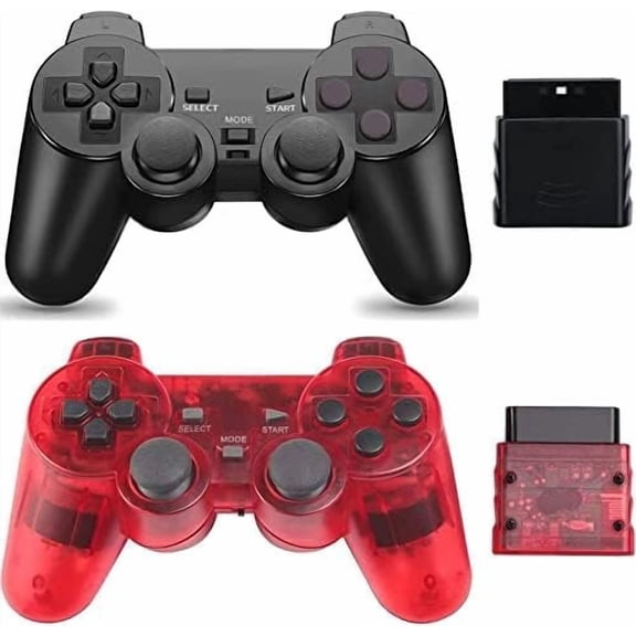 Controller for PS-2 Play 2 Double Vibration 2 - Black and ClearRed