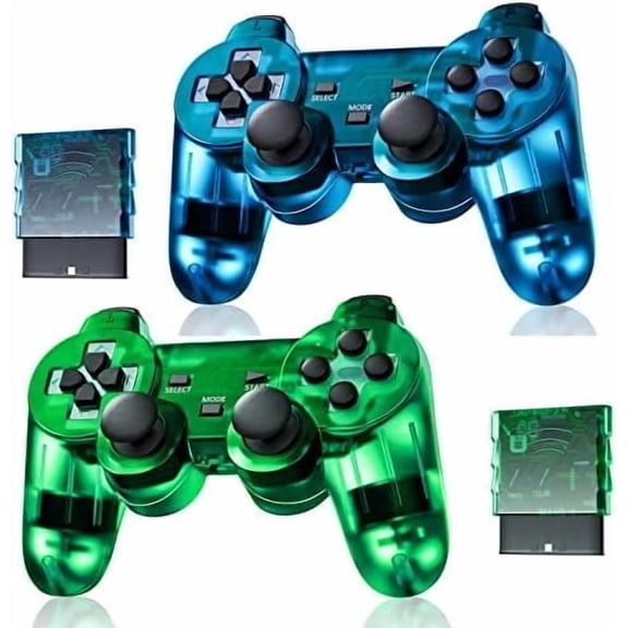 Controller for PS-2 Play 2 Double Vibration 2 - ClearBlue and ClearGreen