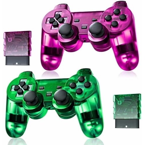 Controller for PS-2 Play 2 Double Vibration 2 - ClearGreen and ClearPurple
