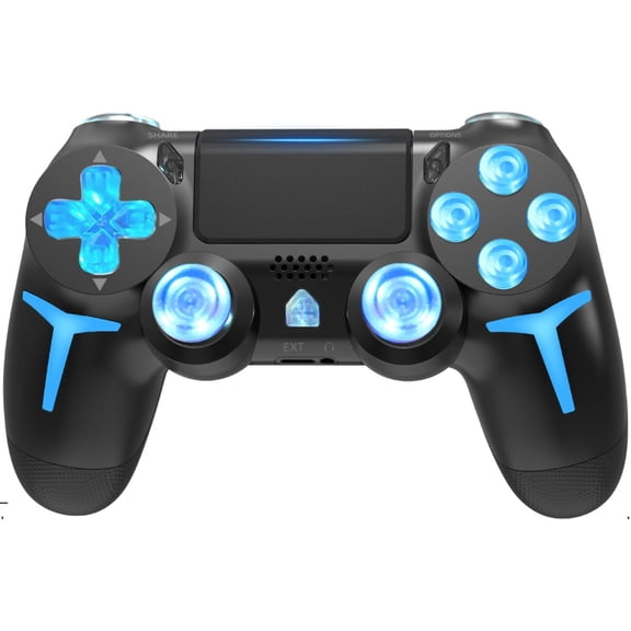Controller for PS4, RGB Lighting, Color shifting, Black