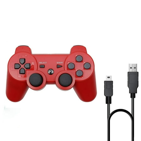 Controllers for PS3 ,Wireless Playstation 3 Gaming Controller with Double Shock & Motion Sensor, Bluetooth Rechargeable PS3 Controller Gamepad Remote PS3,White(1 Pack)