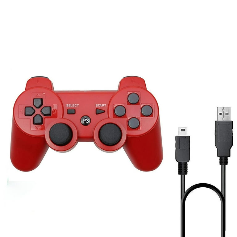 Controllers for PS3 Wireless Playstation 3 Gaming Controller with Double Shock Motion Sensor Bluetooth Rechargeable PS3 Controller Gamepad Remote