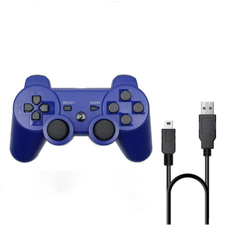 Controllers for PS3 ,Wireless Playstation 3 Gaming Controller with Double Shock & Motion Sensor, Bluetooth Rechargeable PS3 Controller Gamepad Remote PS3,White(1 Pack)